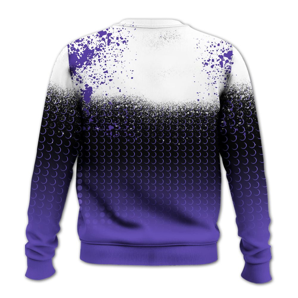 Sweatshirt To Match Field Purple 12s - Halftone Time Is Money All Over Print