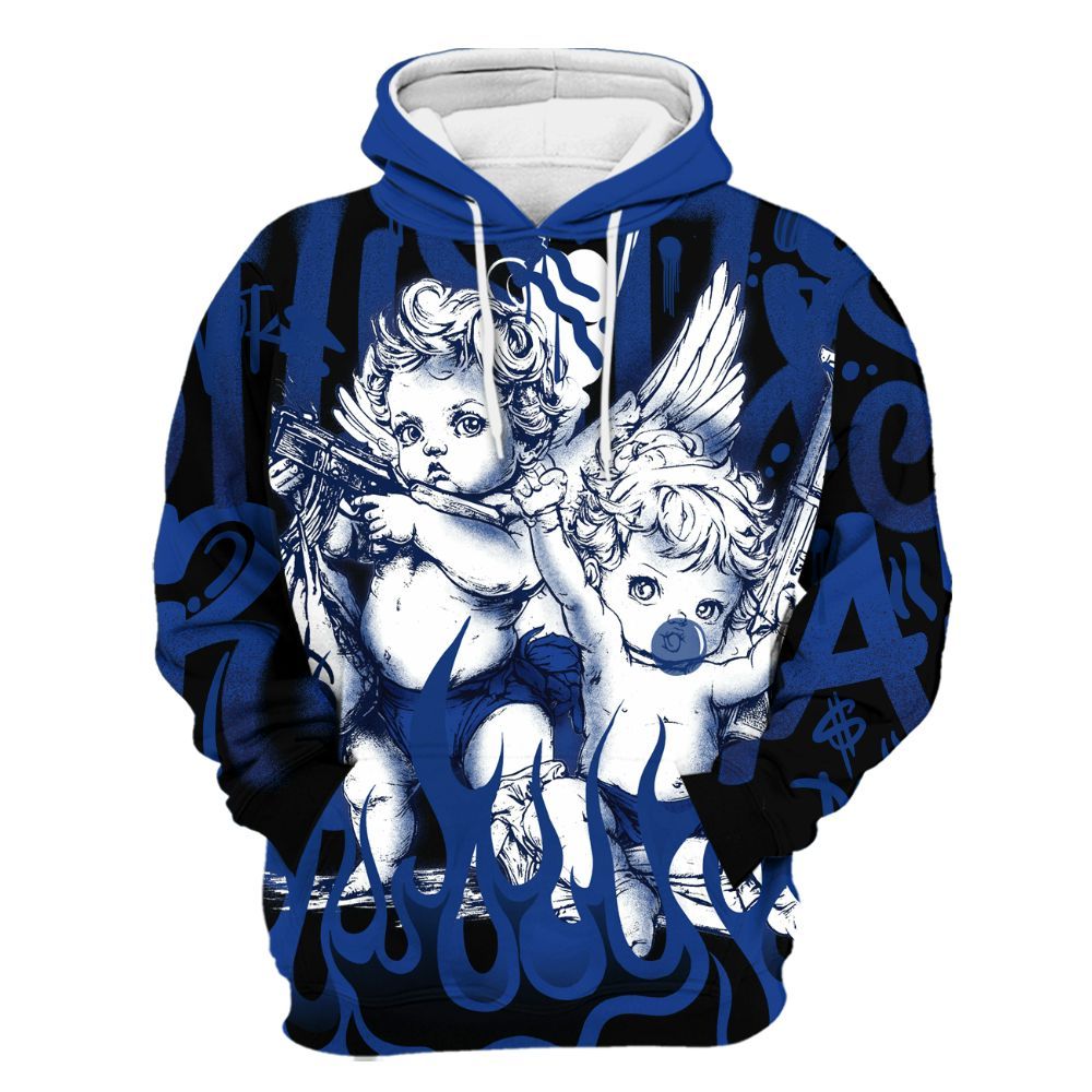 Hoodie To Match Air Foamposite One Royal - Angel Hustle Hard All Over Print