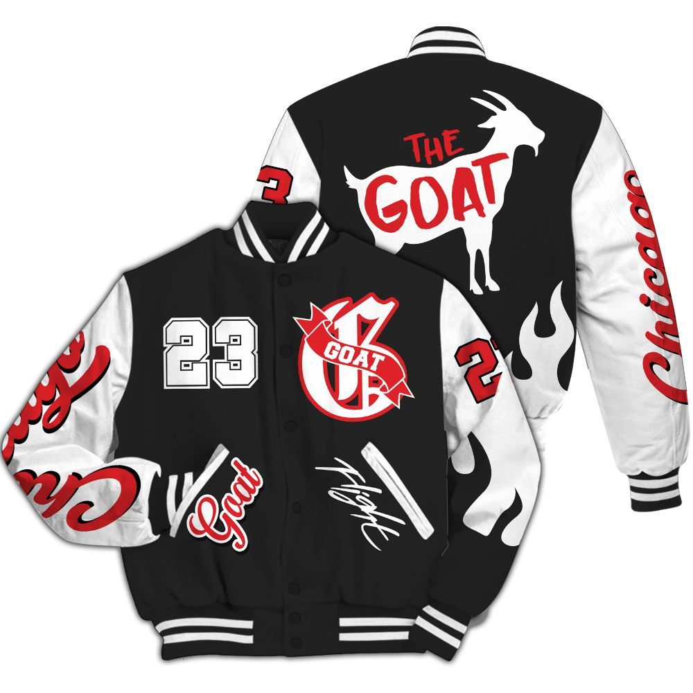Varsity Jacket To Match Prime 93 Fire Red - The G.O.A.T Flight Streetwear All Over Print