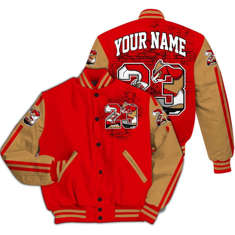 Varsity Jacket To Match Kobe 5 Red Year Of The Mamba - Custom Name Number 23 5s All Over Print