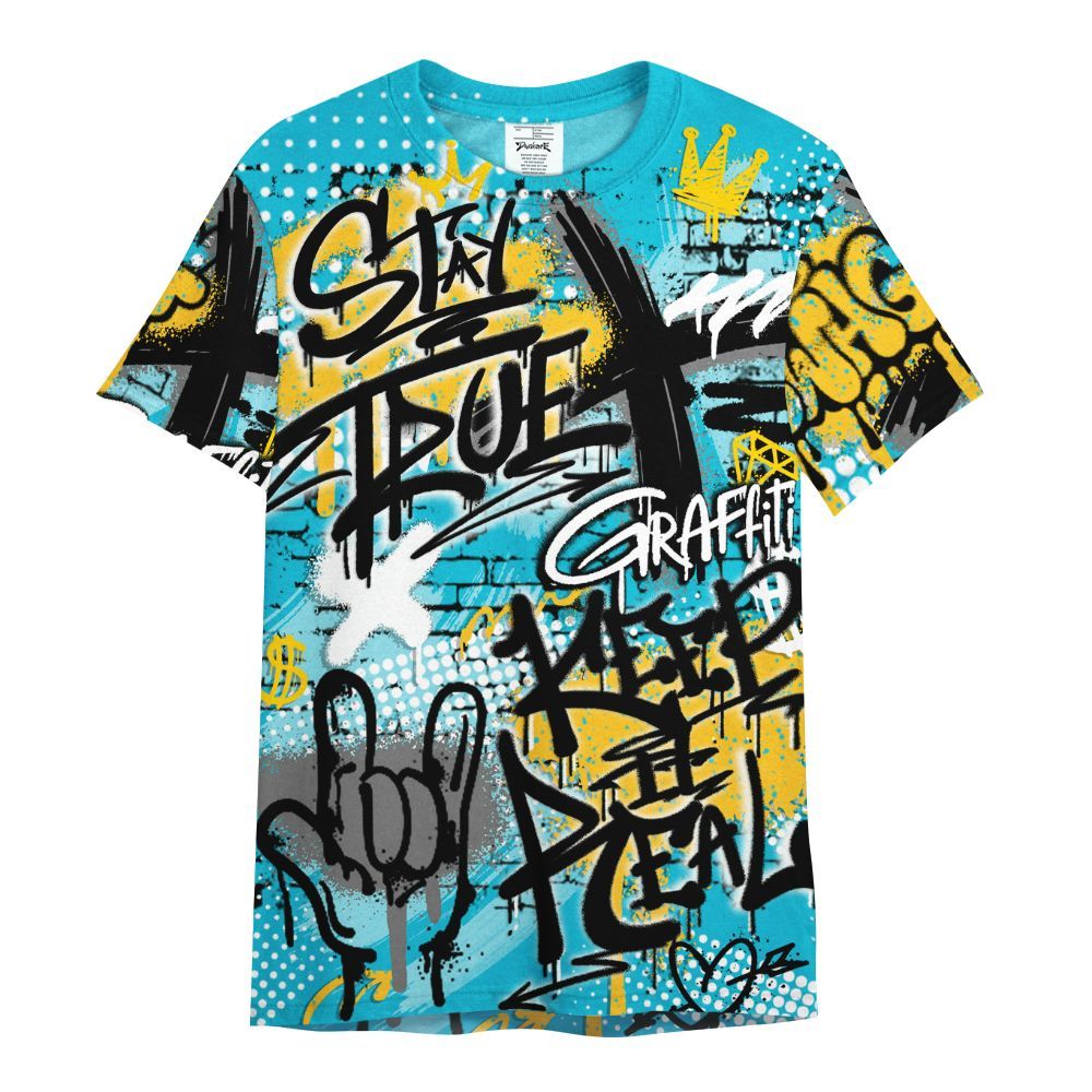 Shirt To Match Retro Aqua 5s - True It Real Graffiti Streetwear All Over Print