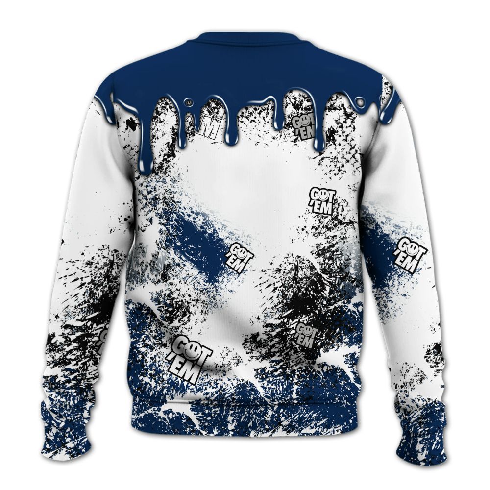 Sweatshirt To Match Dunk Low White Midnight Navy - Dripping 23 Drip All Over Print