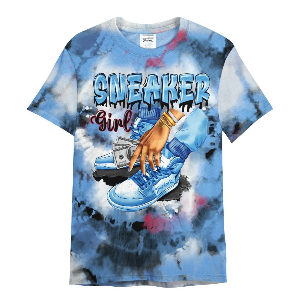 Shirt To Match University Blue 6s - SNEAKER Girl Money Drip Tie Dye All Over Print