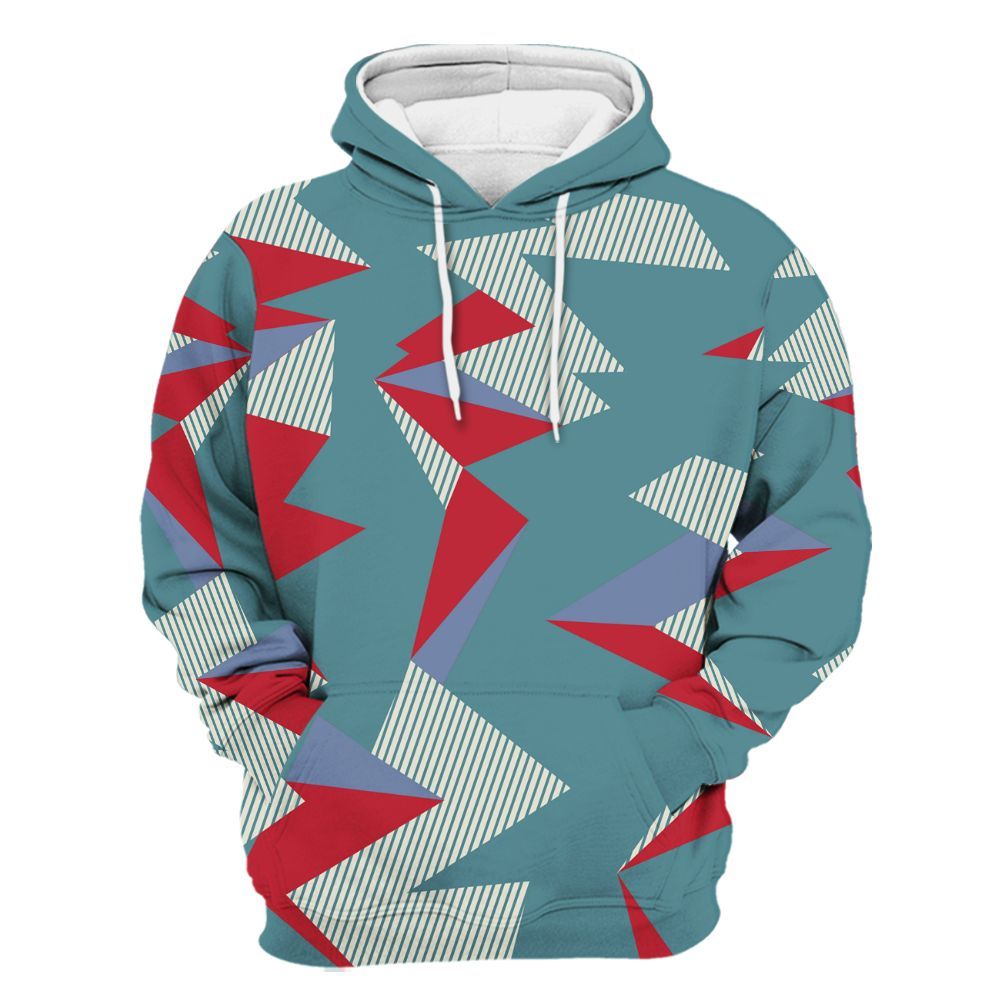 Hoodie To Match Dunk Low Denim Turquoise Royal - Geometric Camouflage Pattern All Over Print
