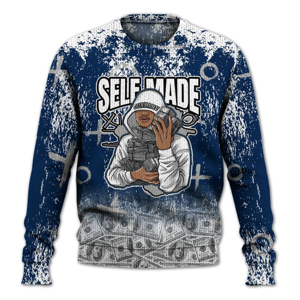 Knitted Sweater To Match SB White Navy 4s - Selfmade Unique Drip