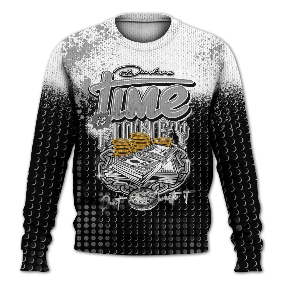 Knitted Sweater To Match Black Wolf Grey 12s - Halftone Time Is Money