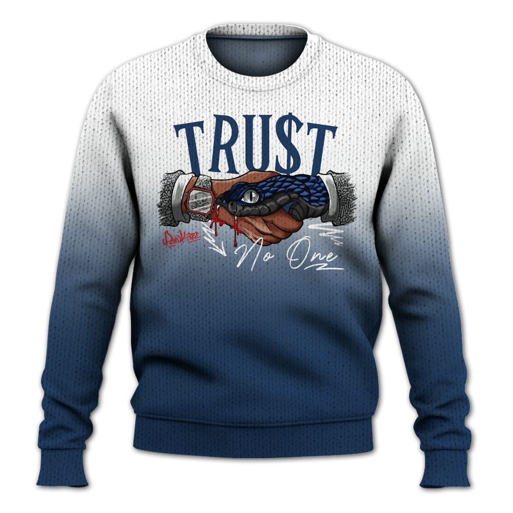 Knitted Sweater To Match SP Sport Royal 3s - Snake Trust No One Drip