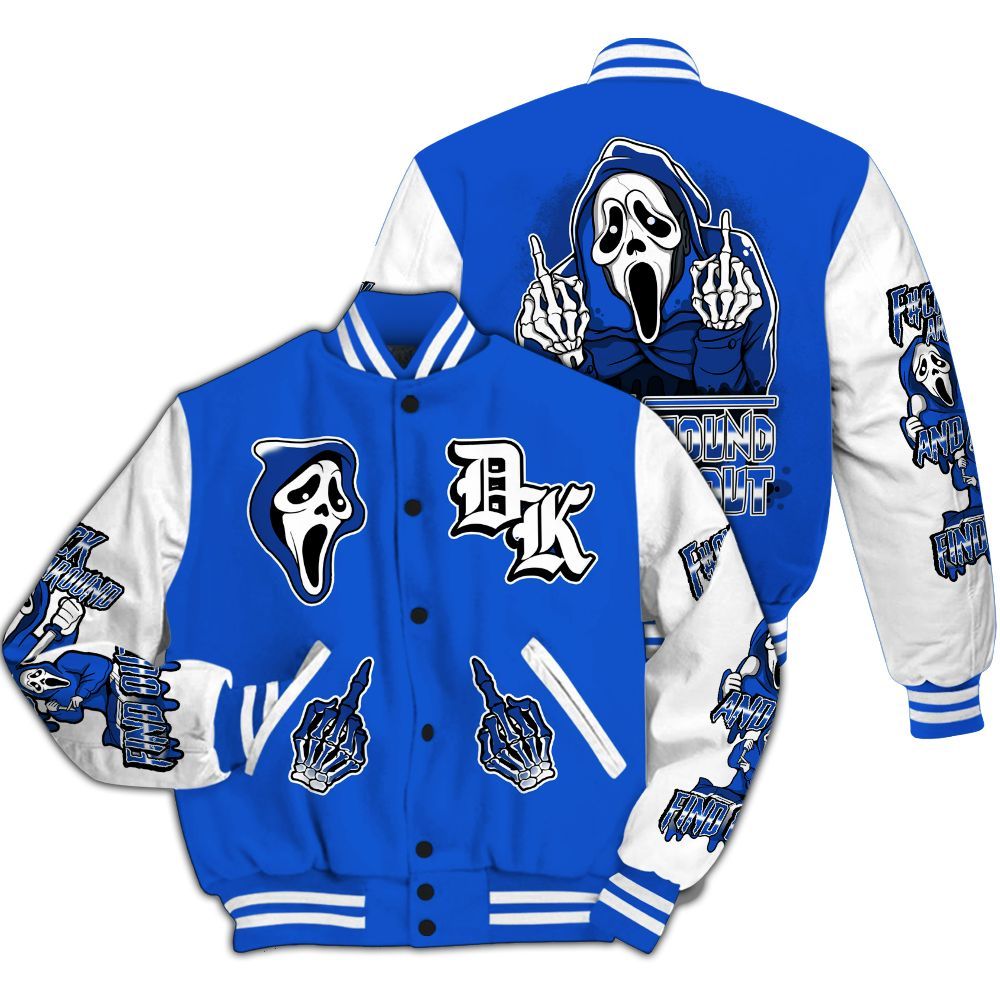 Varsity Jacket To Match Air Foamposite One Royal - F#CK And Find Out Graphic All Over Print