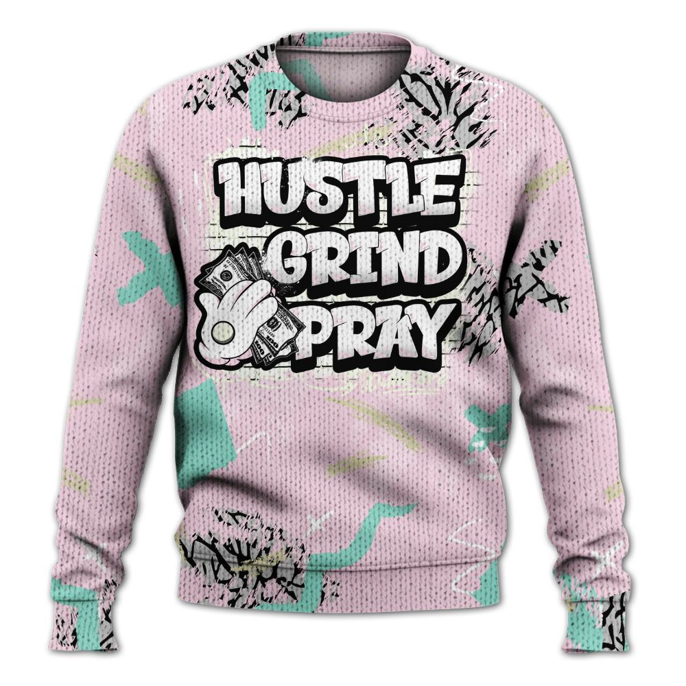 Knitted Sweater To Match Retro Easter 5s - Hustle Grind Pray Retro