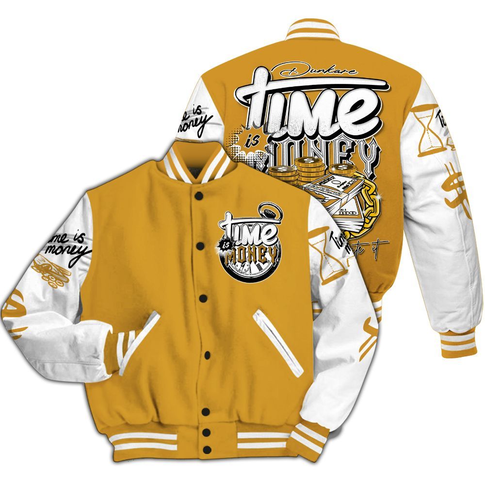 Varsity Jacket To Match Dunk Low Wheat Pale Ivory - Time Is Money All Over Print