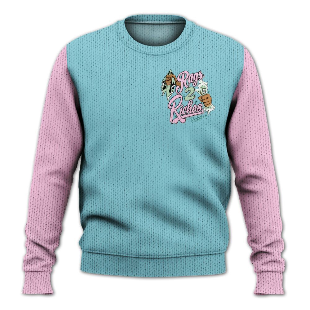 Knitted Sweater To Match SB Dunk Low Visty, Custom Name Rag 2 Riches