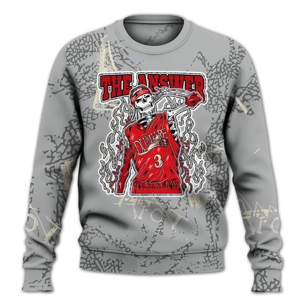 Sweatshirt To Match Cement Grey 3s - Allen Answer Skeleton Messyz All Over Print