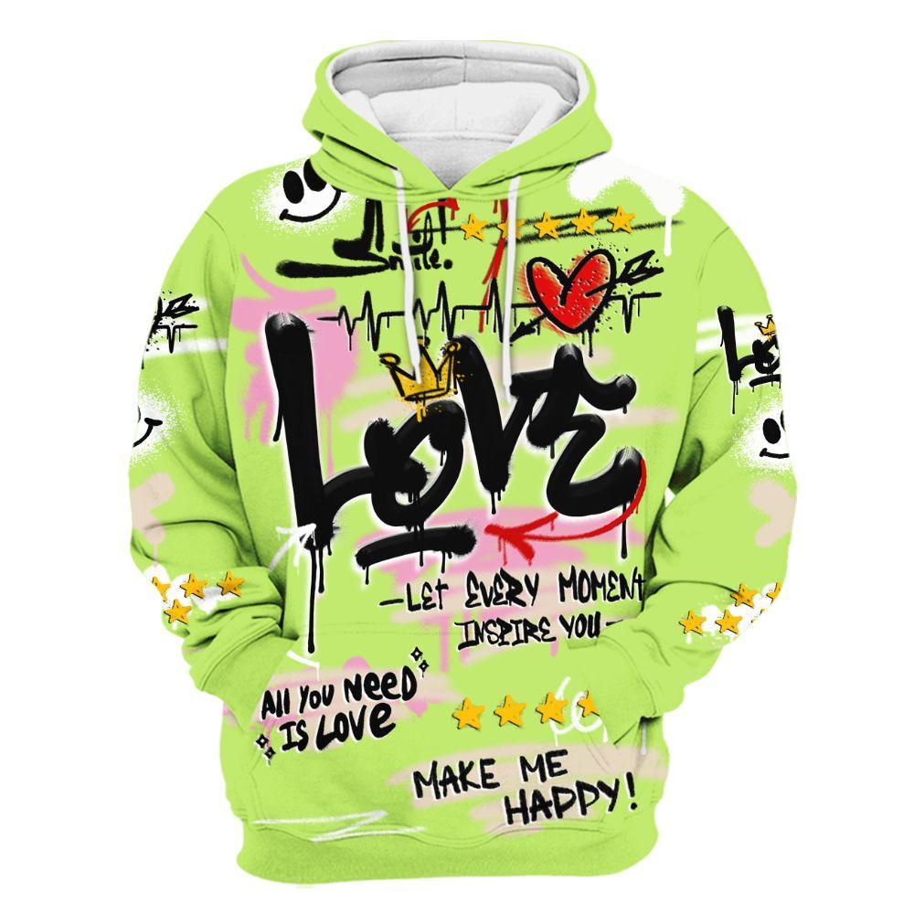 Hoodie To Match Jack Black Night Silver - Happy Love Beats Graffiti Streetwear All Over Print