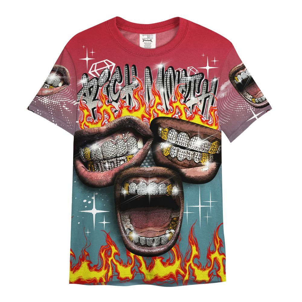 Shirt To Match Dunk Low Denim Turquoise Royal - Rich Mouth Fire Rap Retro 90s All Over Print