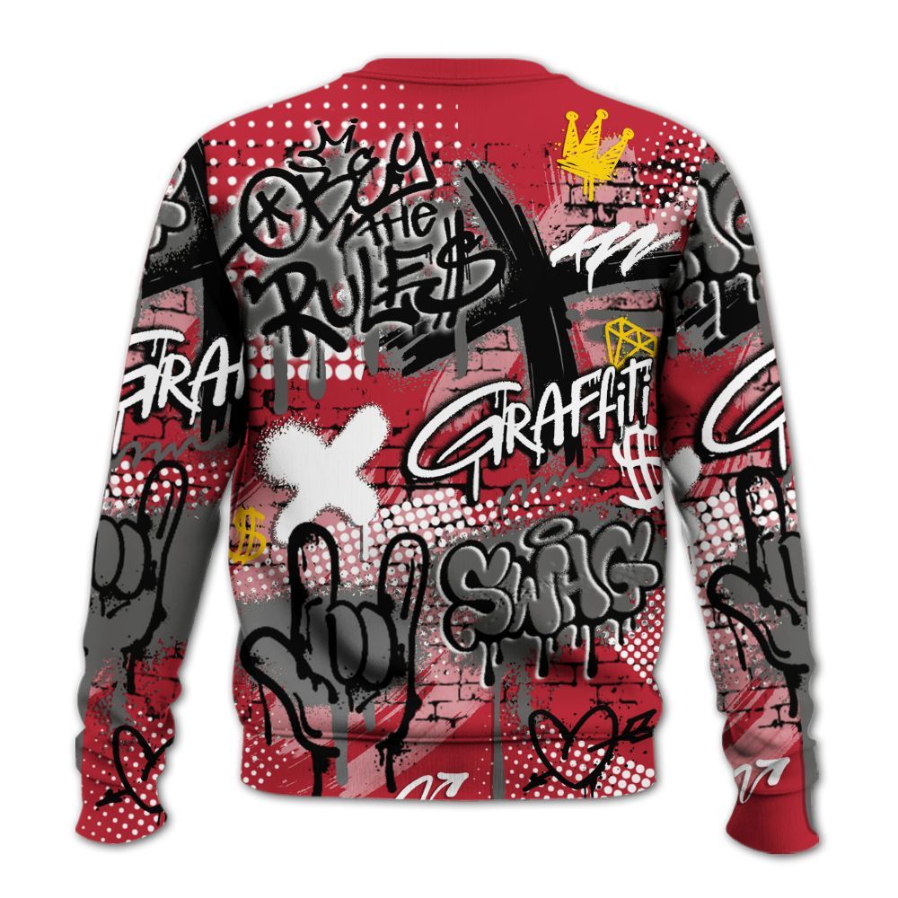 Sweatshirt To Match Red Flint 13s - True It Real Graffiti Streetwear All Over Print