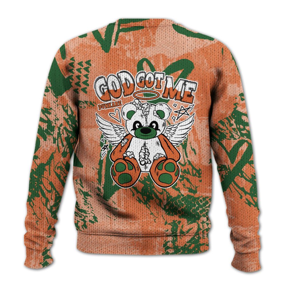 Knitted Sweater To Match Low Miami 5s - Gods Guides Me Bear Heart Grunge