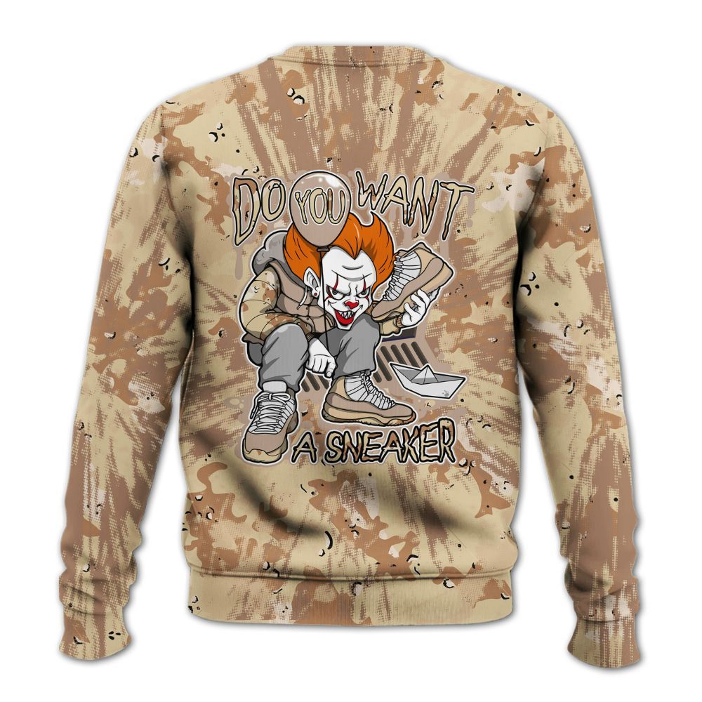 Sweatshirt To Match Desert Camo 3s - Clown Scary Sneakers Graphic Halloween All Over Print
