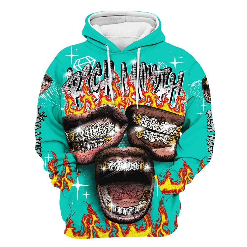 Hoodie To Match Air Max 95 Dark Tiffany - Rich Mouth Fire Rap Retro 90s All Over Print