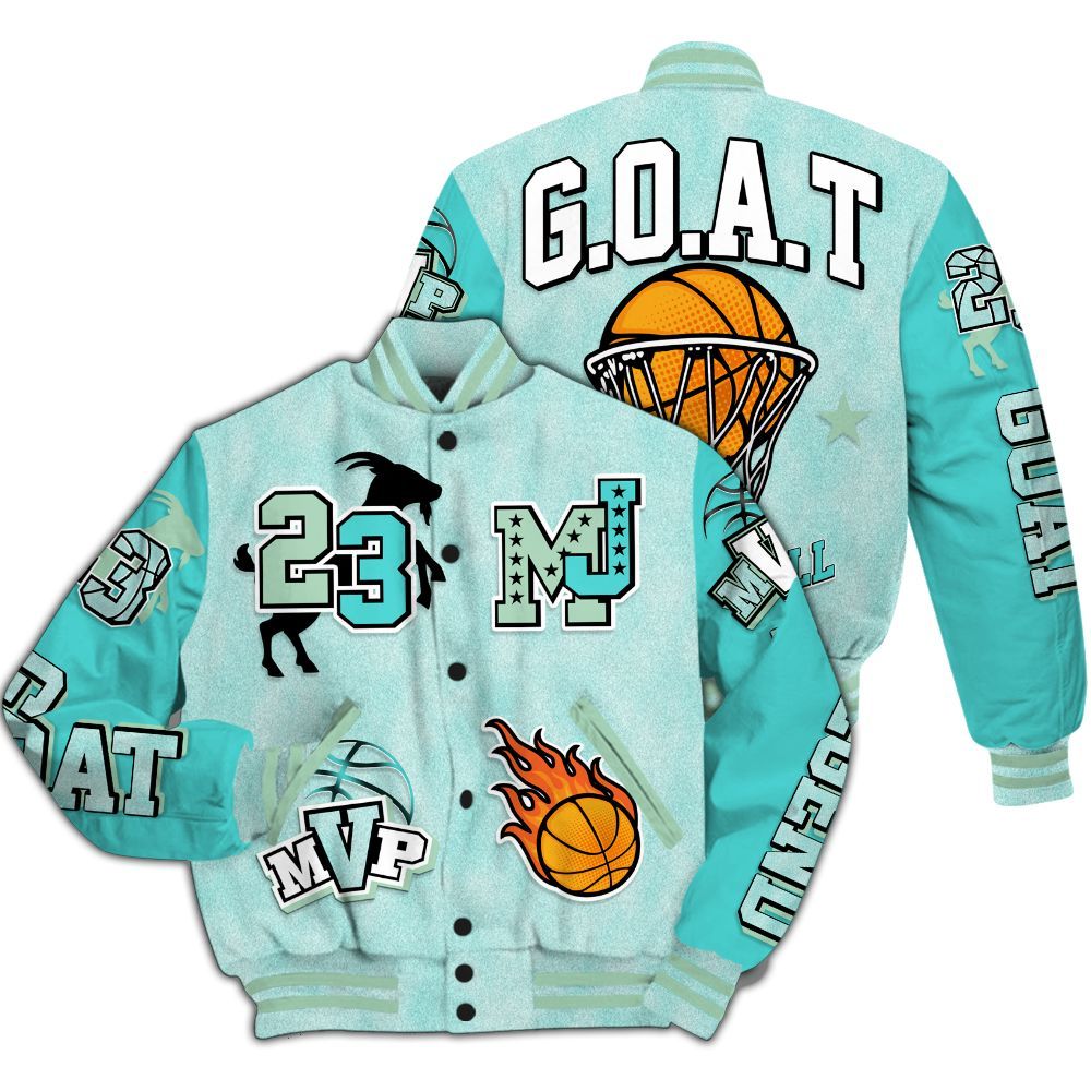Varsity Jacket To Match Low OG Washed Teal 1s - 23 Goat MVP Basketball All Over Print