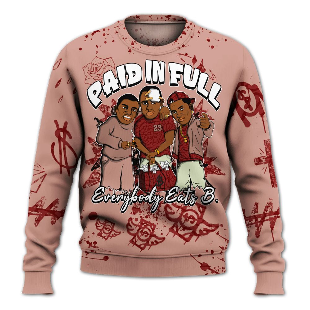 Sweatshirt To Match Valentines Day 3s - Everybody Paid In Full Crayon All Over Print