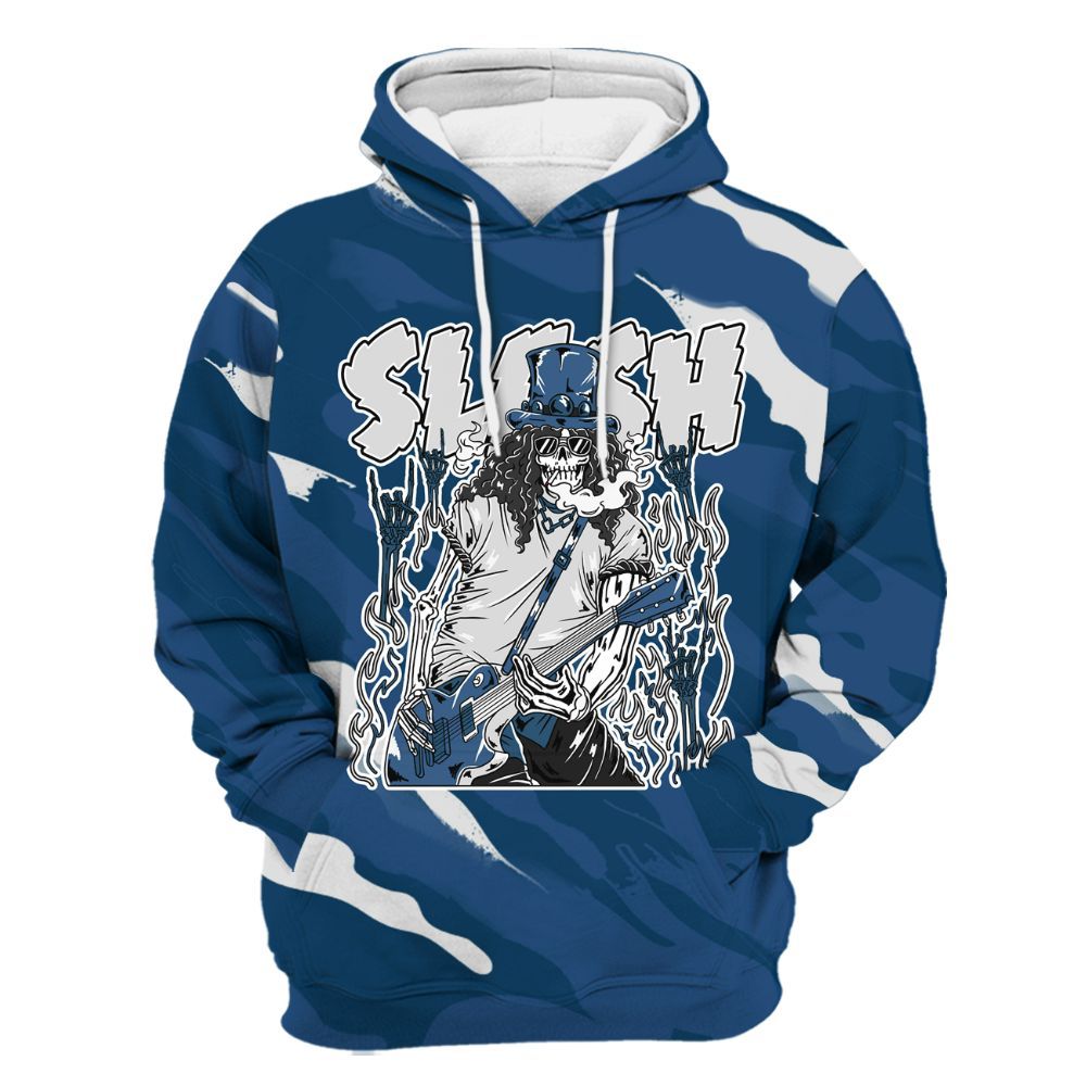 Hoodie To Match High OG Midnight Navy 1s - Slash Skeleton Colored All Over Print