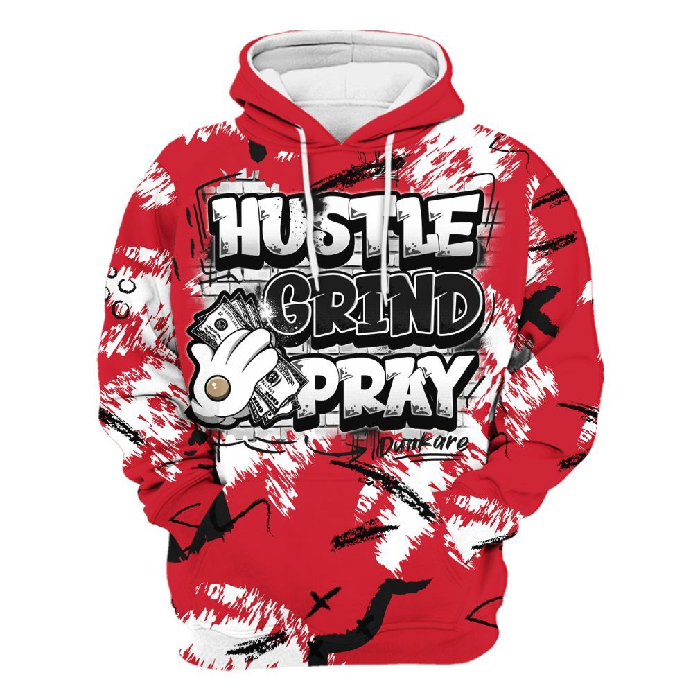 Hoodie To Match Flight Club 4s - Hustle Grind Pray Graphic Street Style All Over Print