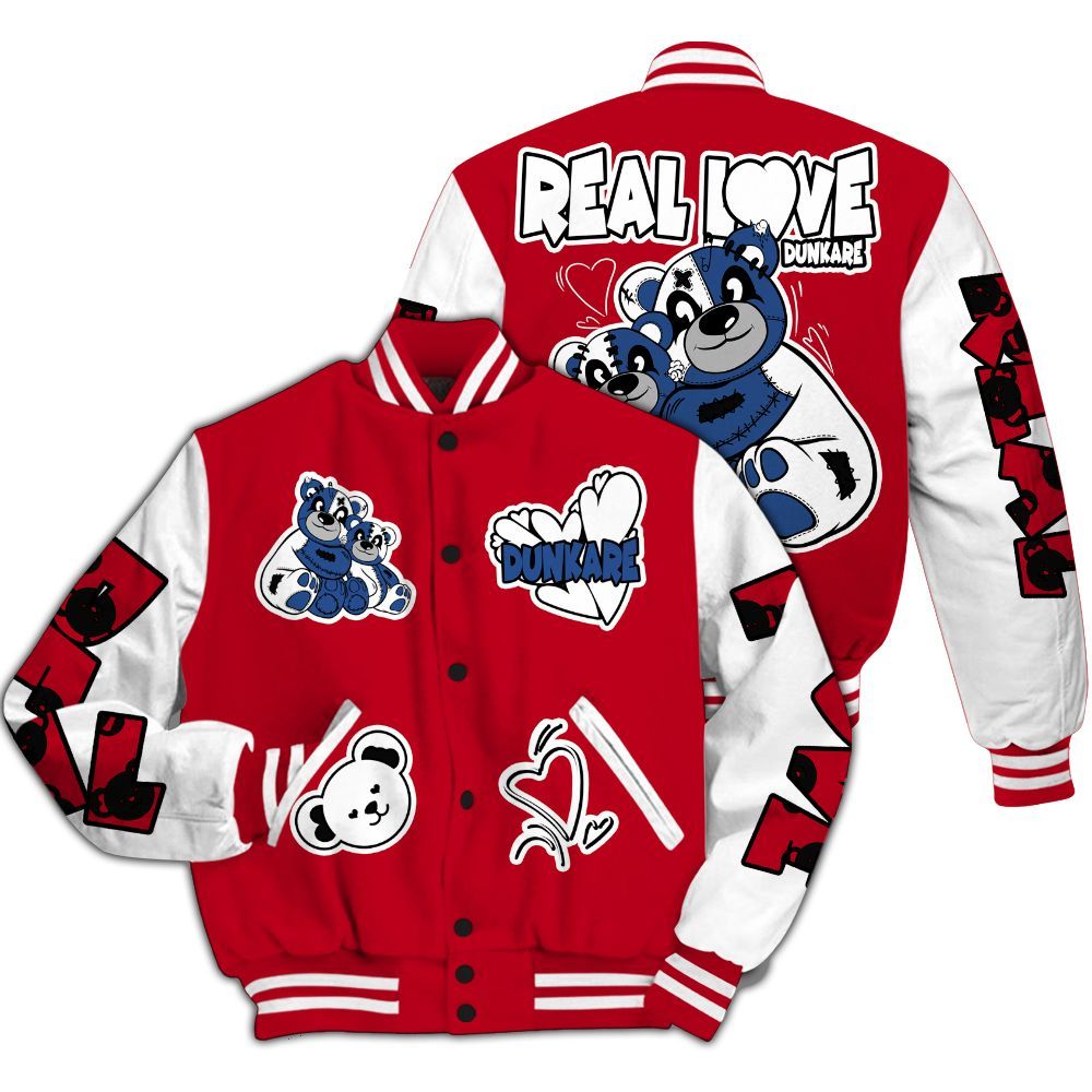Varsity Jacket To Match Air Griffey Max Black Red Navy Blue 1s - Sincere Fondness Bear All Over Print