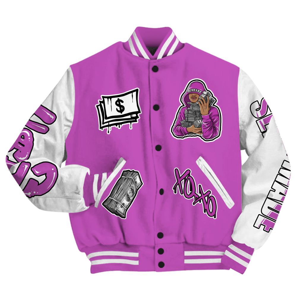 Varsity Jacket To Match Hyper Violet 4s - Selfmade Unique All Over Print
