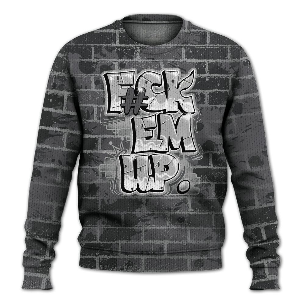 Knitted Sweater To Match White Thunder 4s - F#ck Em Graphic Brick Art