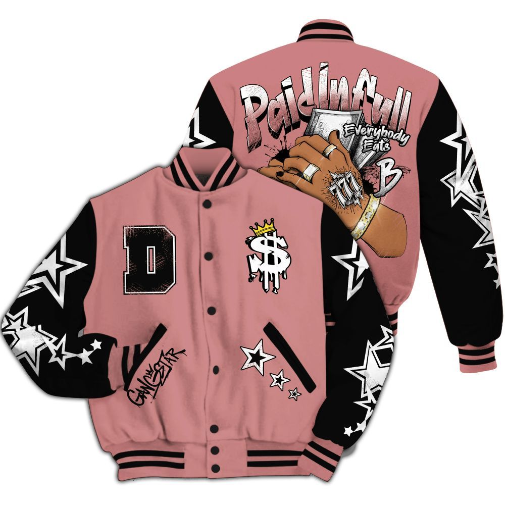 Varsity Jacket To Match Low OG Rust Pink 1s - Lucky Money Paid In Full Retro All Over Print