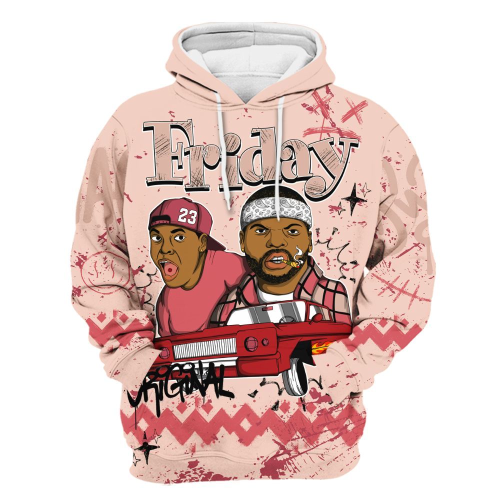 Hoodie To Match Washed Coral 2s Shirt, Friday Sneaker Crayon All Over Print