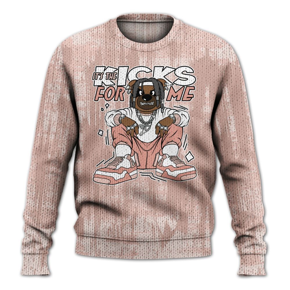 Knitted Sweater To Match Low Legend Pink 11s - Sneakers Bear Glitch Art