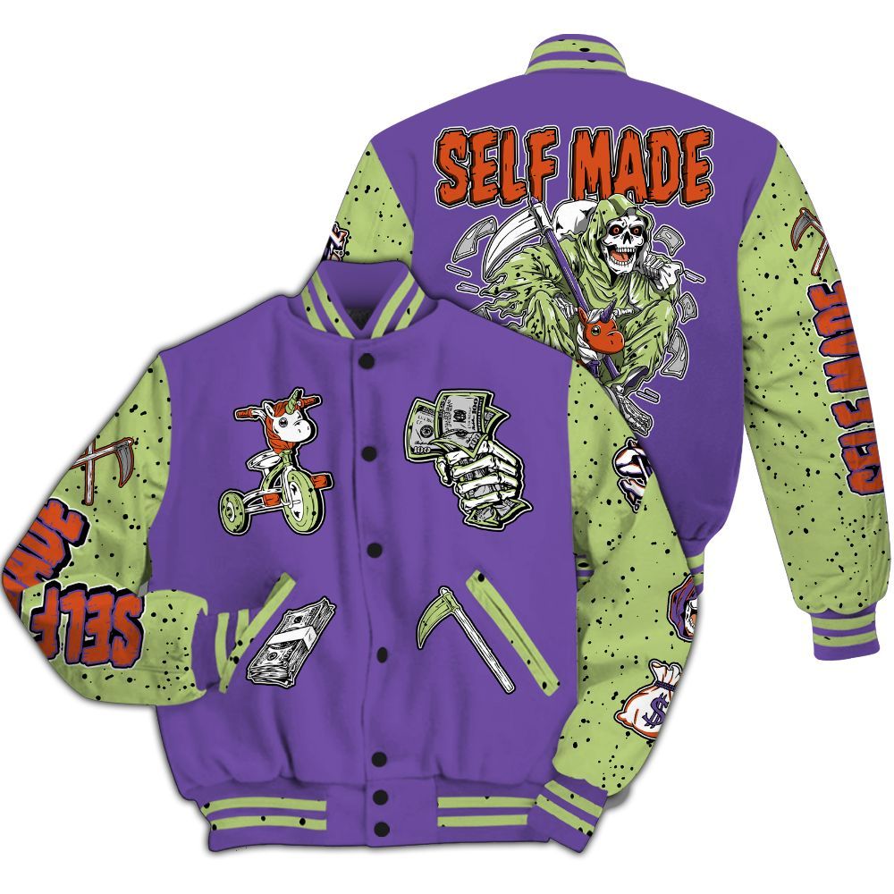 Varsity Jacket To Match Canyon Purple 4s - Self Make Skeleton All Over Print