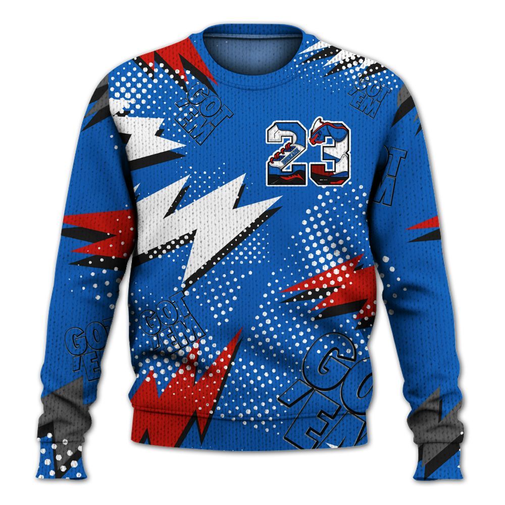 Knitted Sweater To Match Kobe 6 Game Royal - Custom Name Number 23 5s