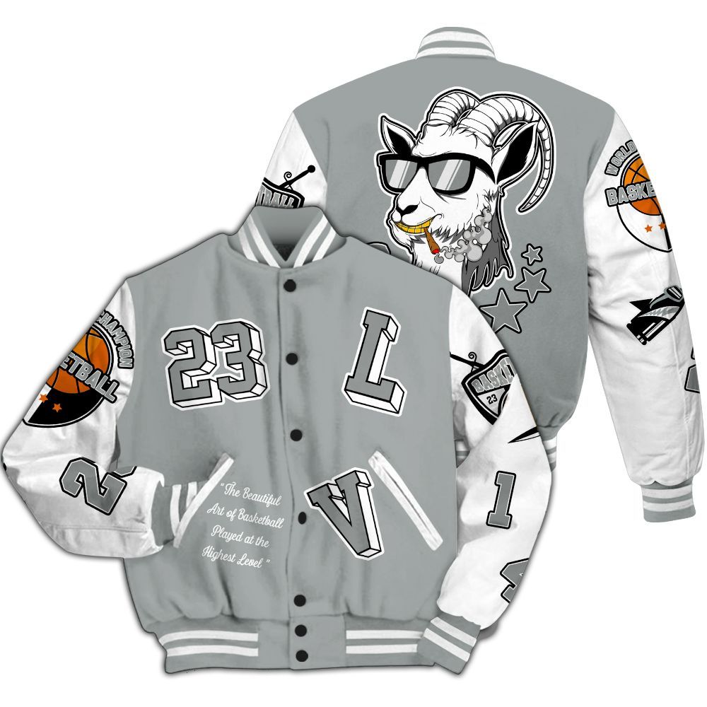 Varsity Jacket To Match Dunk Low White Light Smoke Grey - The GOAT Got Em Retro Graphic All Over Print