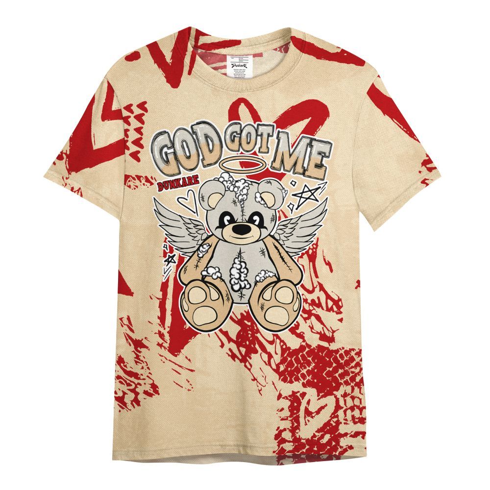 Shirt To Match Dunk Low Strawberry Waffle - Gods Guides Me Bear Heart Grunge All Over Print