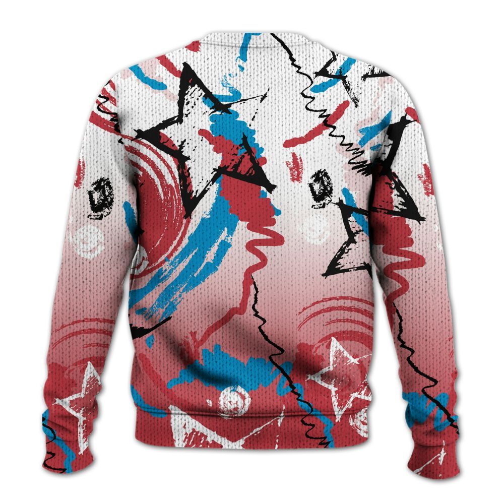 Knitted Sweater To Match High OG University Red Dark Powder Blue 1s - Grind Shine Later Drip