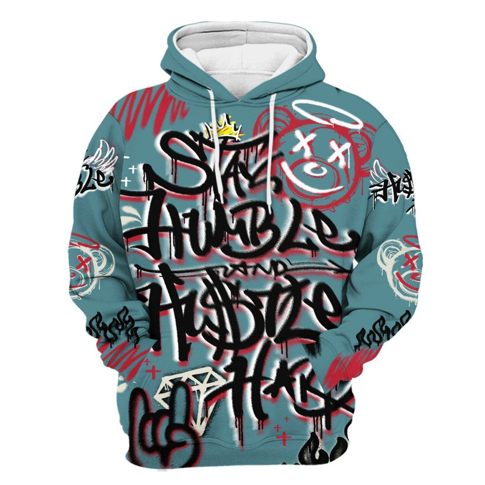 Hoodie To Match Dunk Low Denim Turquoise Royal - Humble Drip Streetwear Graffity All Over Print