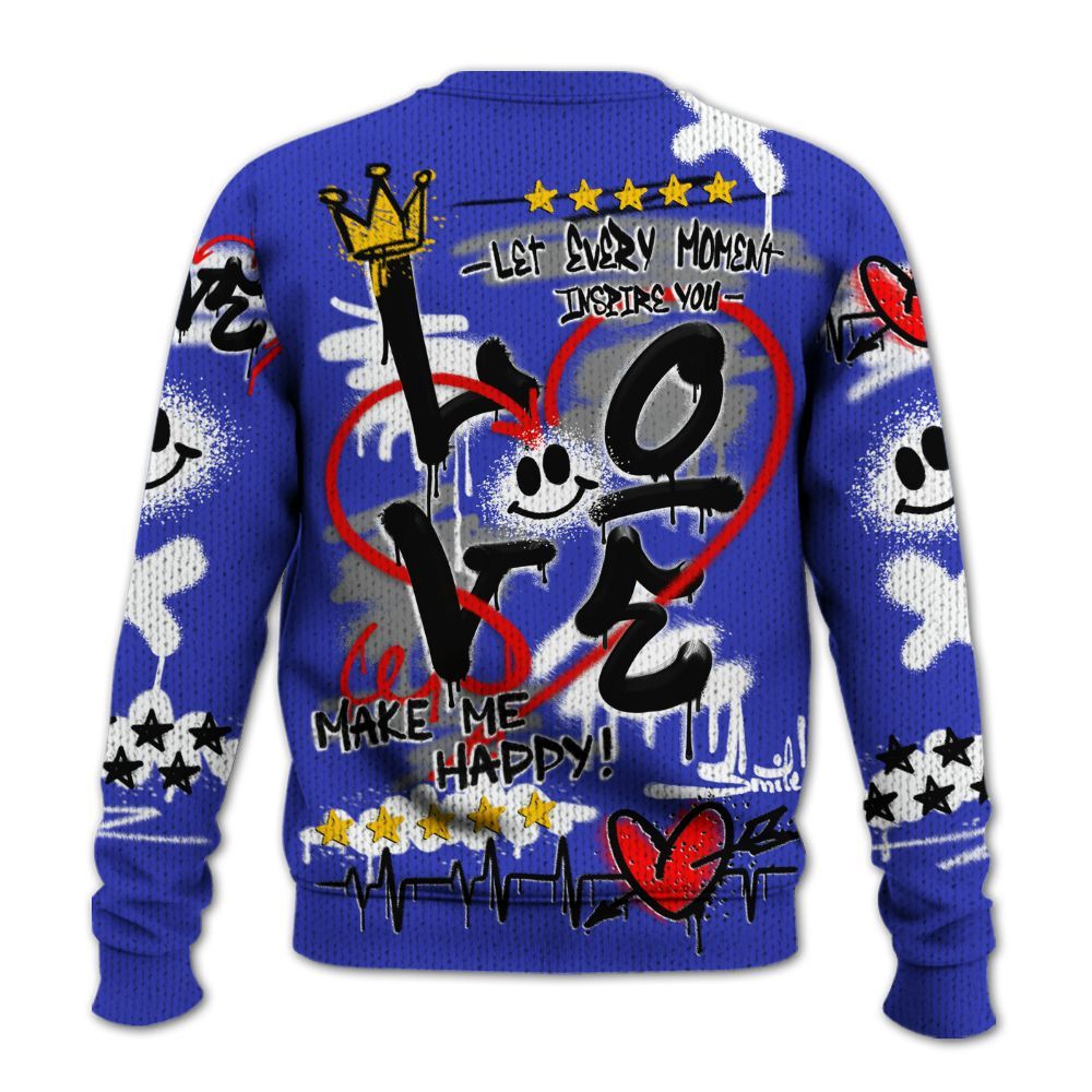 Knitted Sweater To Match Retro Black Concord 12s - Happy Love Beats Graffiti Streetwear