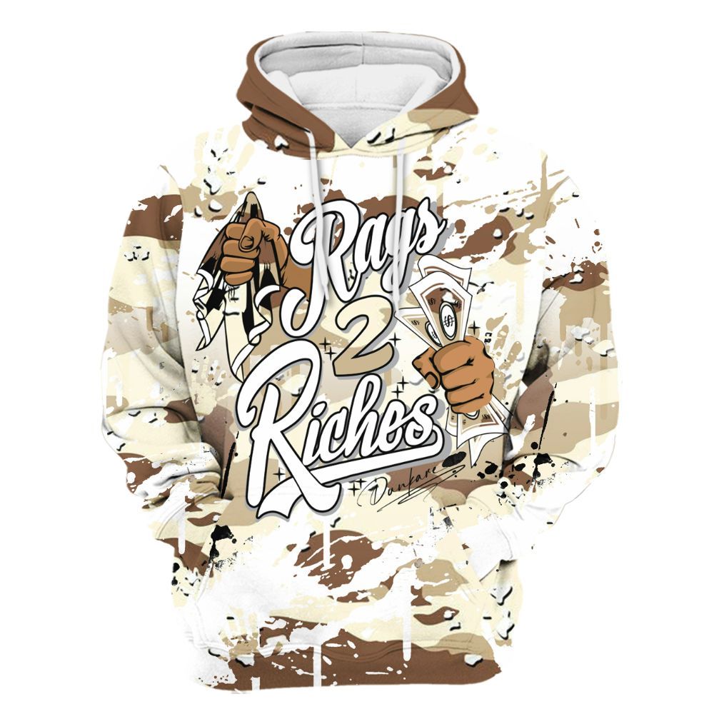 Hoodie To Match Desert Camo 3s - Rag 2 Riches All Over Print