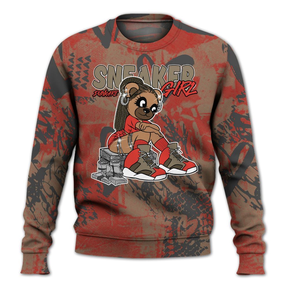 Sweatshirt To Match Olive 9s - Sneaker Girl Bear Heart Grunge All Over Print