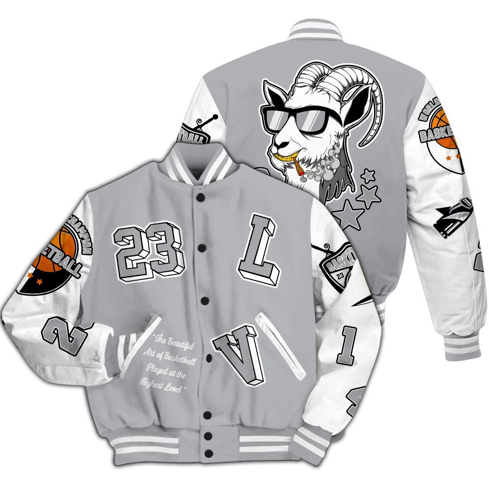 Varsity Jacket To Match Low OG Wolf Grey 1s - The GOAT Got Em Streetwear All Over Print