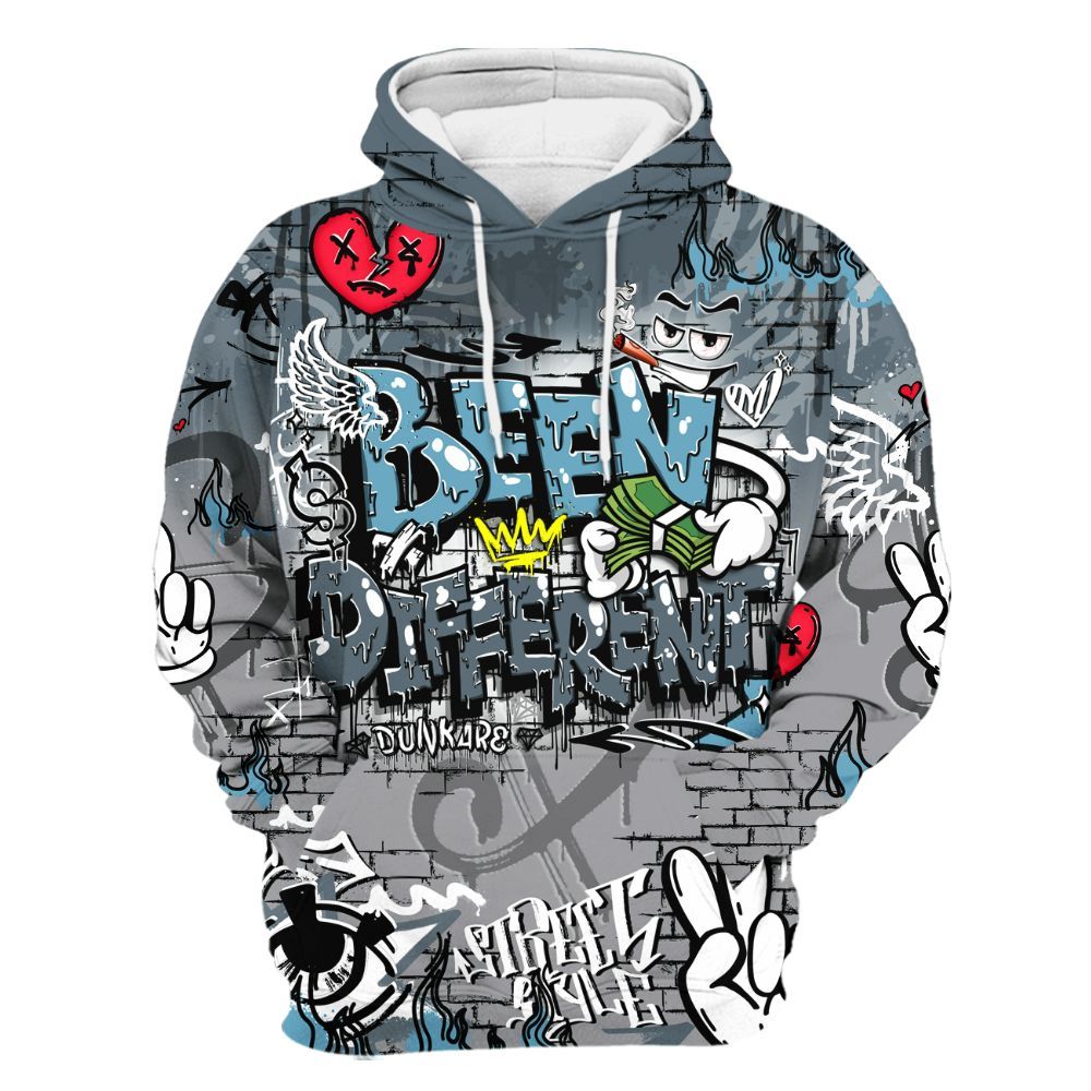 Hoodie To Match Retro Light Graphite Wolf Grey 5s - Been Dif2erent Drip Graffiti All Over Print