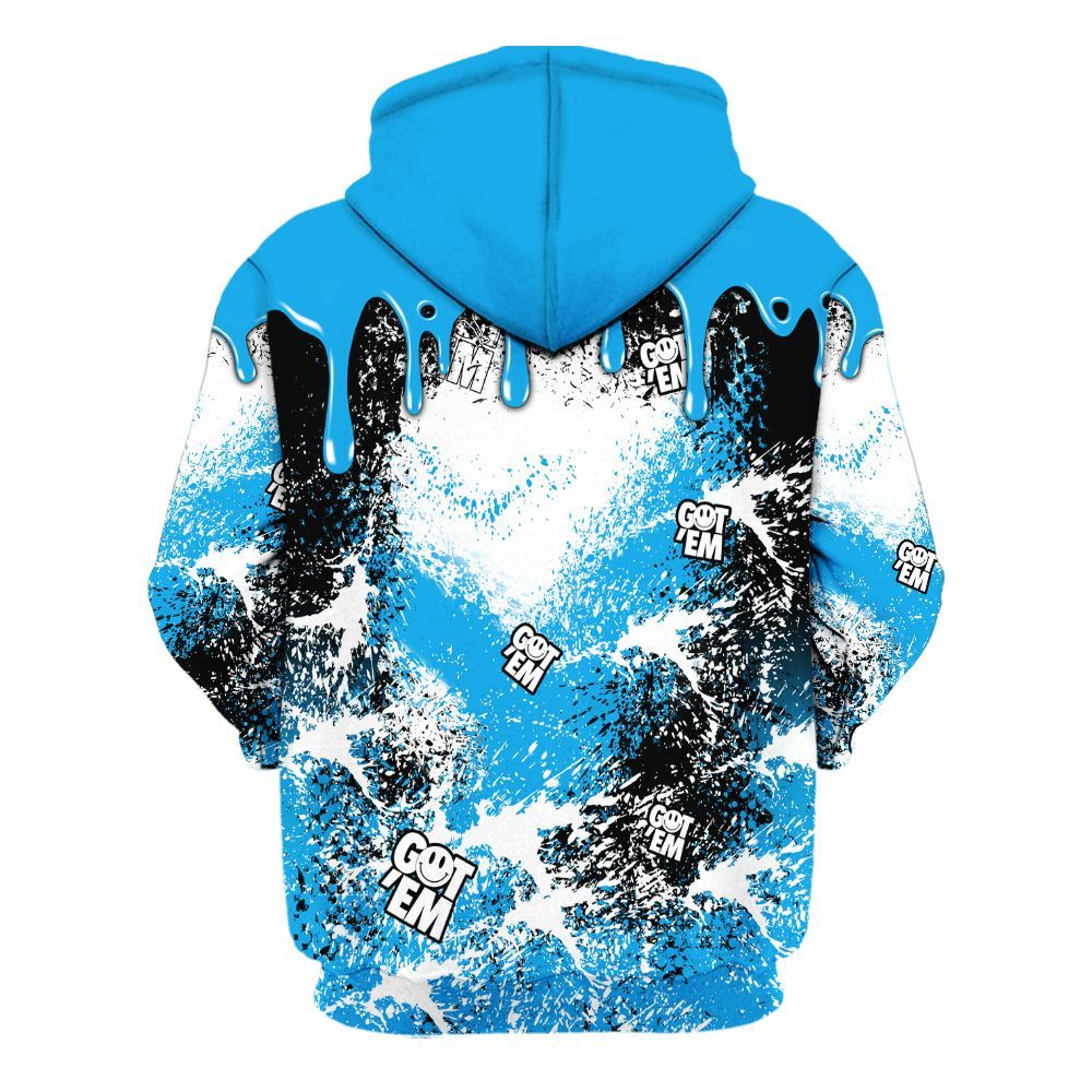 Hoodie To Match Black University Blue 2022 13s - Dripping 23 Drip All Over Print