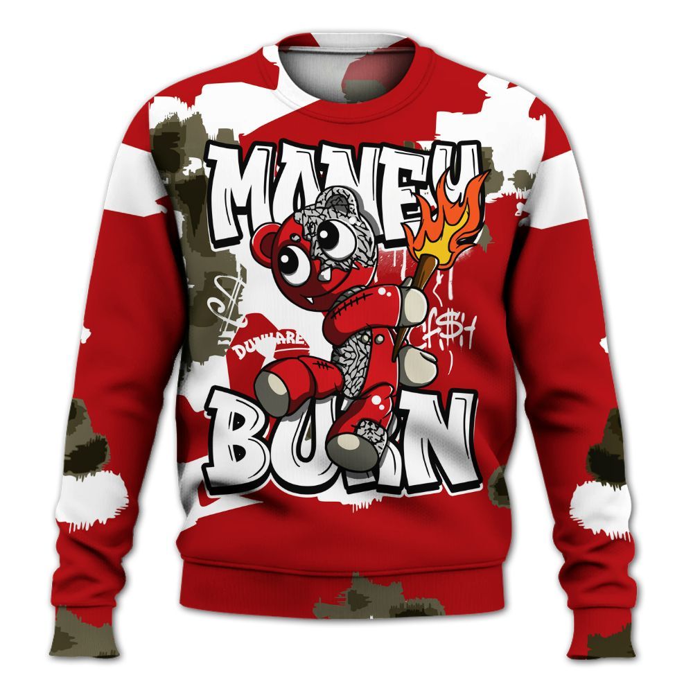 Sweatshirt To Match Cement Grey 3s - Money Burn Retro All Over Print