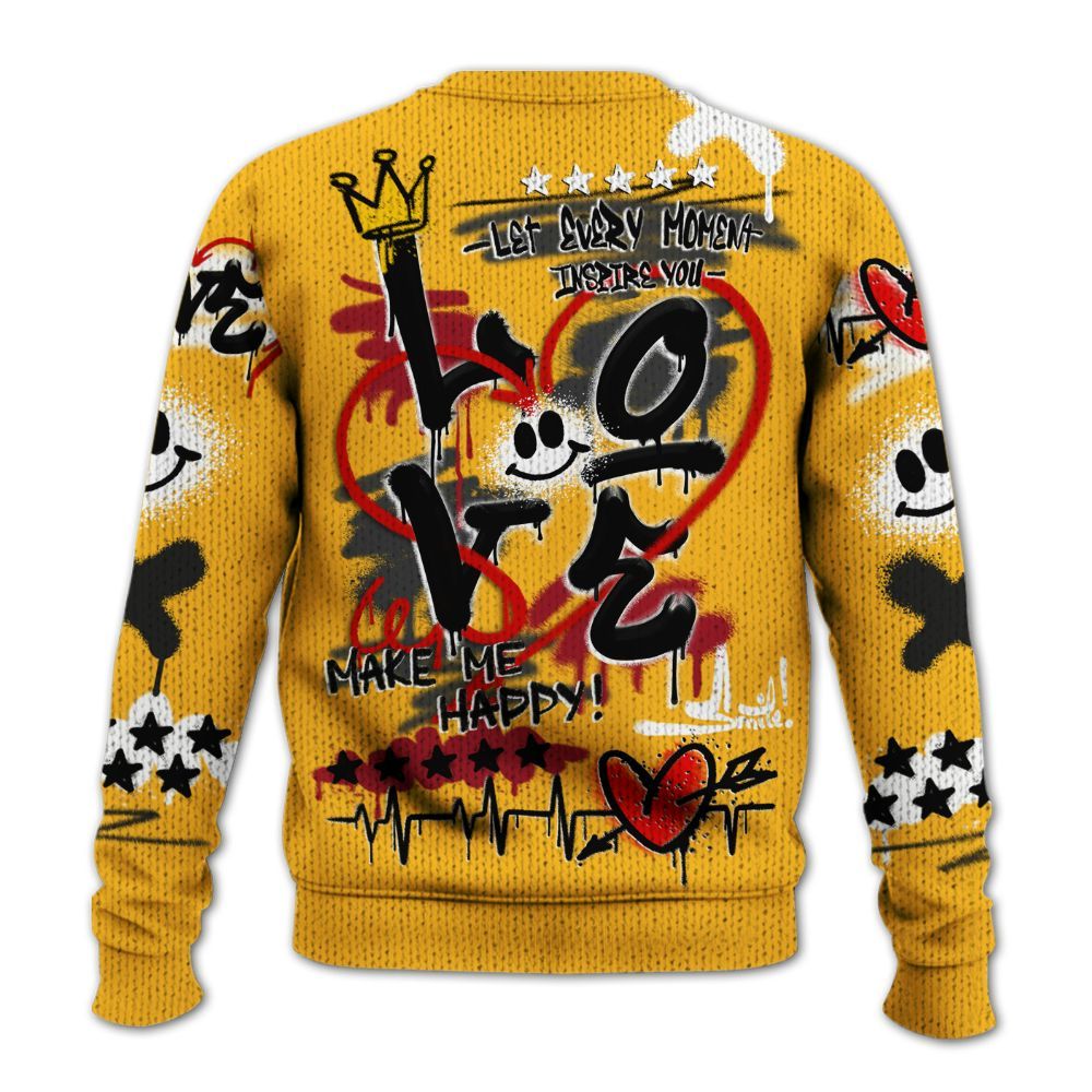 Sweater To Match White Taxi 12s Shirt, Happy Love Beats Graffiti Streetwear Graphic