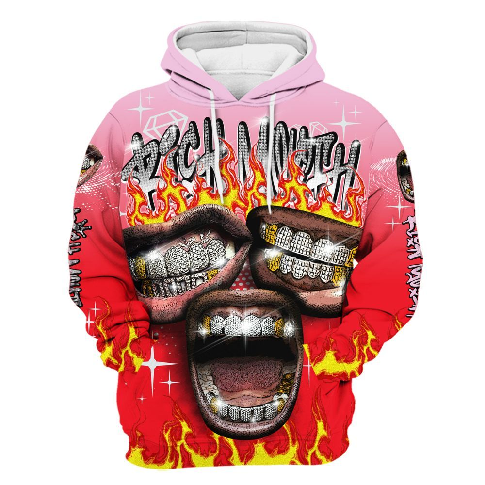Hoodie To Match Zoom Vomero 5 Valentine's Day 2025 - Rich Mouth Fire Rap Retro 90s All Over Print