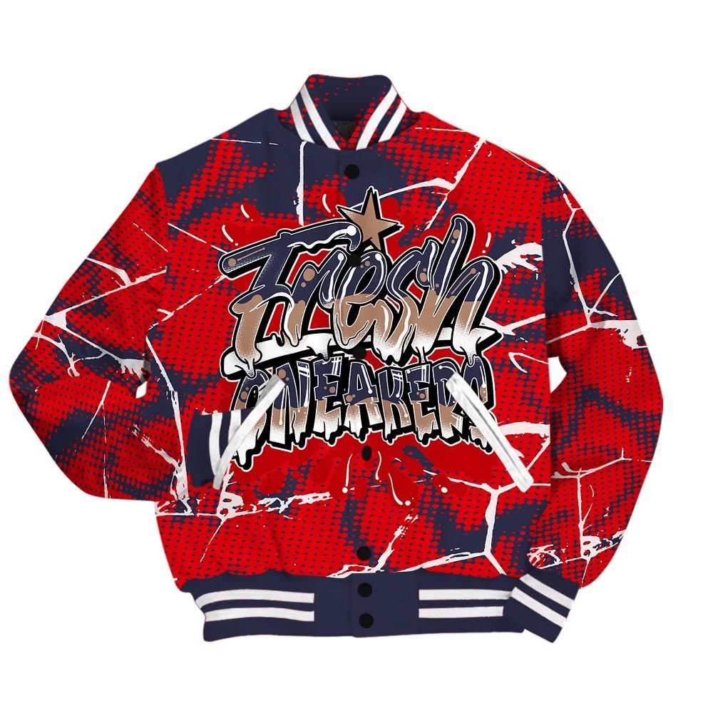 Varsity Jacket To Match Low OG Howard Bison 1s - Fresh Shoe White Graphic Crack Varsity Jacket Unisex