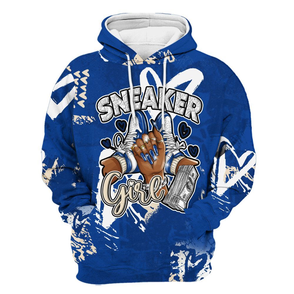 Hoodie To Match Low Game Royal 1s - Sneakerz Girlz Heart Grunge All Over Print