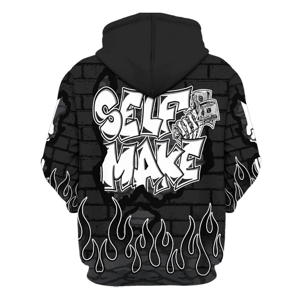 Hoodie To Match Black Cat 3s - Self Make Skeleton Crashed All Over Print